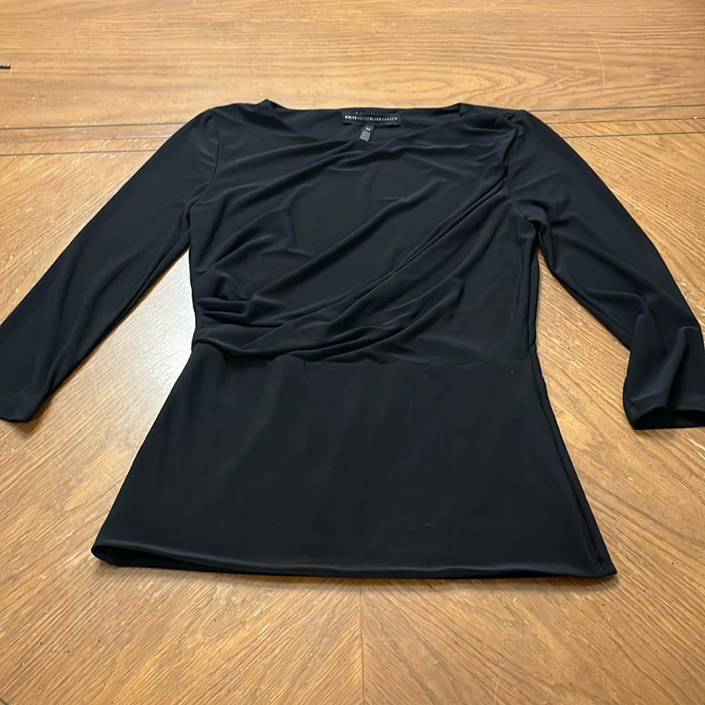 Vintage Y2K peplum 3/4 sleeve drape front knit top XS White House black market